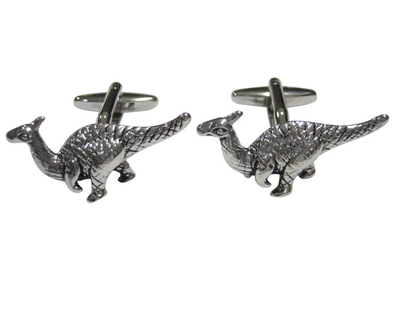 Silver Toned Parasaurolophus Dinosaur Cufflinks