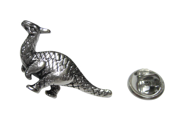 Silver Toned Parasaurolophus Dinosaur Lapel Pin