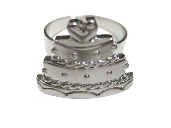 Silver Toned Pastry Chef Cake Adjustable Size Fashion Ring