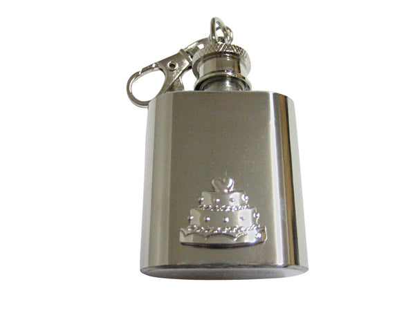 Silver Toned Pastry Chef Cake 1 Oz. Stainless Steel Key Chain Flask