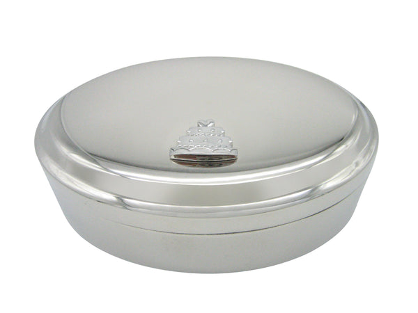 Silver Toned Pastry Chef Cake Pendant Oval Trinket Jewelry Box