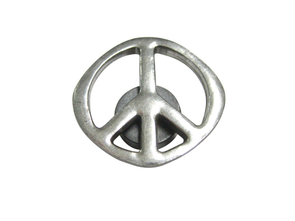Silver Toned Peace Symbol Magnet