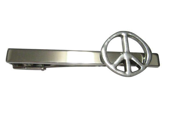 Silver Toned Peace Symbol Tie Clip