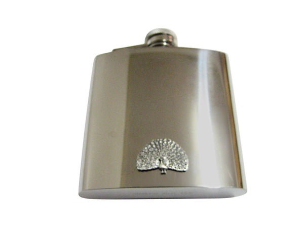 Silver Toned Peacock Bird 6 Oz. Stainless Steel Flask