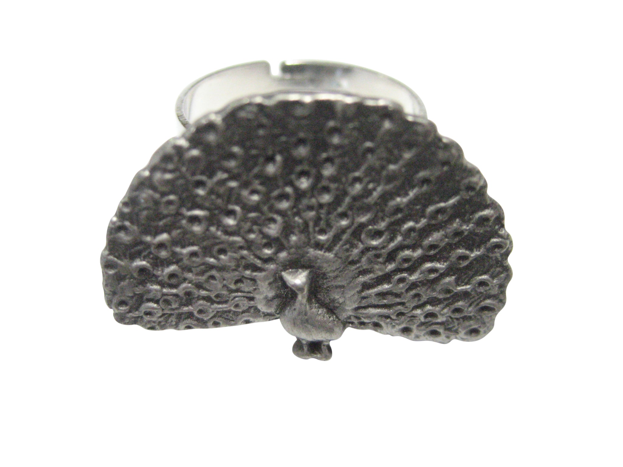 Silver Toned Peacock Bird Adjustable Size Fashion Ring