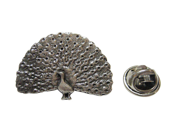 Silver Toned Peacock Bird Lapel Pin