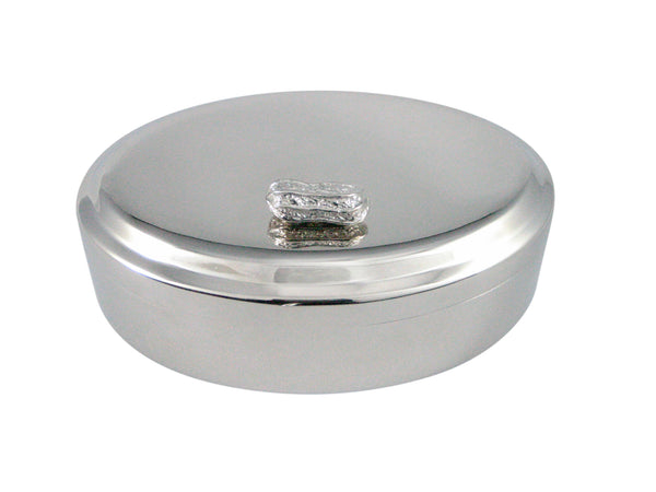 Silver Toned Peanut Pendant Oval Trinket Jewelry Box