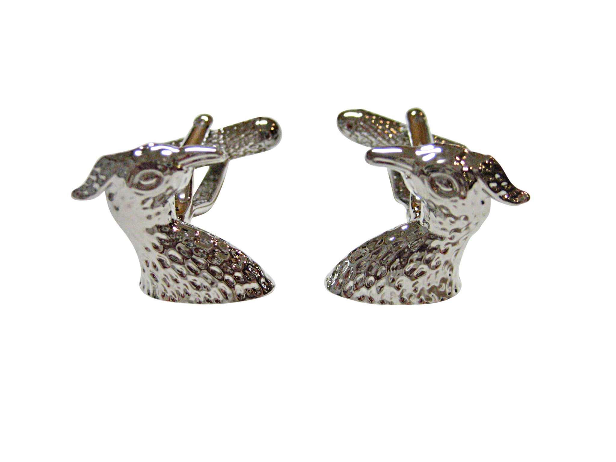 Silver Toned Shiny Pheasant Bird Head Cufflinks