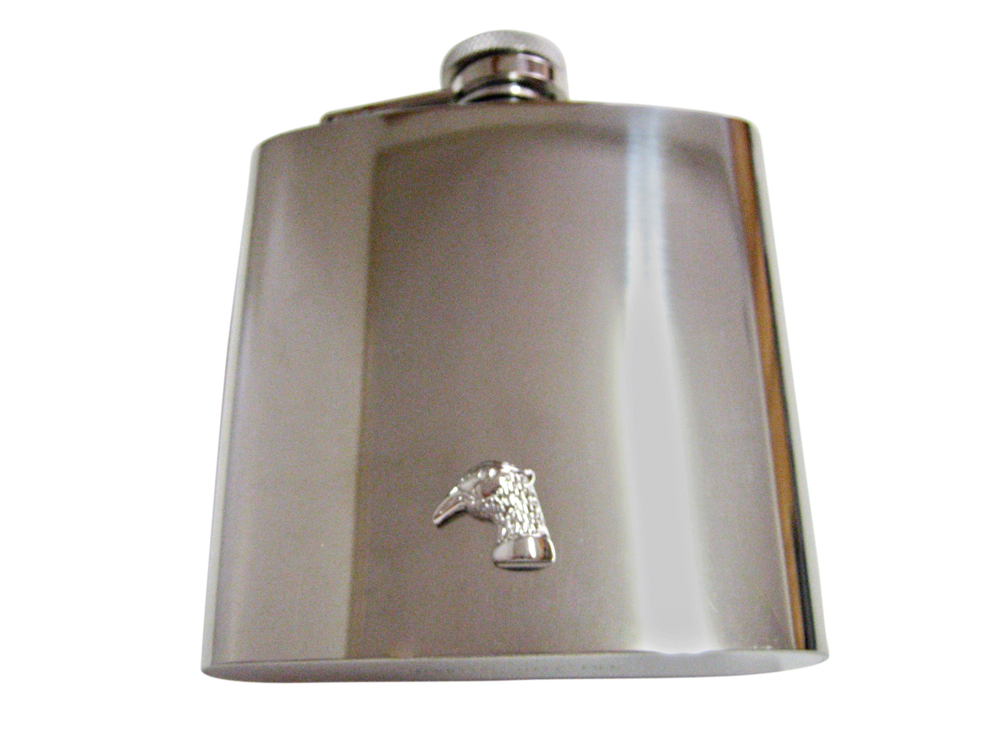 Silver Toned Pheasant Bird Head 6 Oz. Stainless Steel Flask