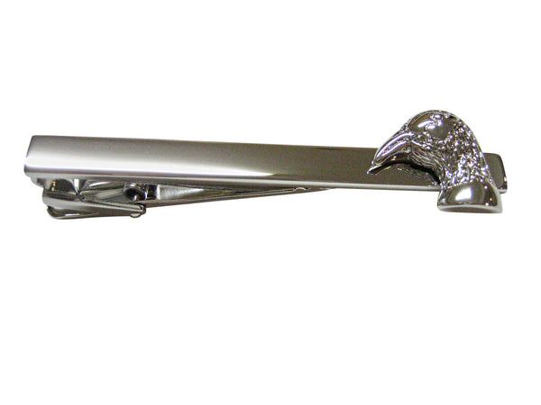 Silver Toned Pheasant Bird Head Square Tie Clip