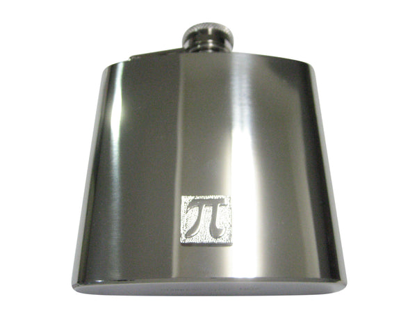 Silver Toned Pi Symbol 6oz Flask