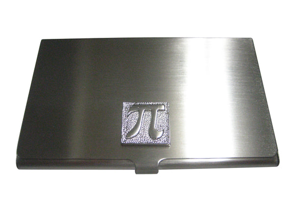 Silver Toned Pi Symbol Business Card Holder
