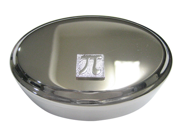 Silver Toned Pi Symbol Oval Trinket Jewelry Box