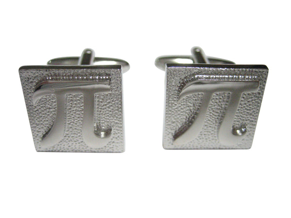Silver Toned Pi Symbol Square Cufflinks
