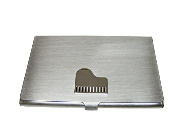 Silver Toned Piano Musical Instrument Matte Business Card Holder