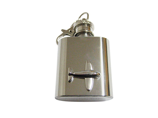 Silver Toned Plane 1 Oz. Stainless Steel Key Chain Flask