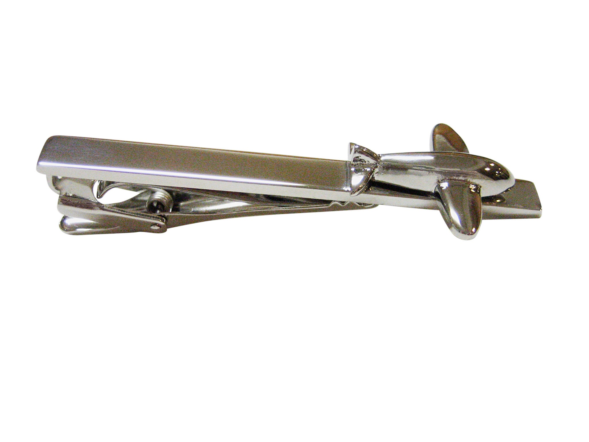 Silver Toned Plane Square Tie Clip