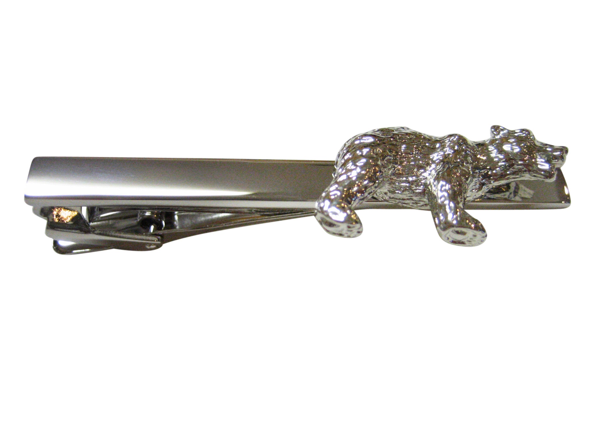 Silver Toned Polar Bear Square Tie Clip