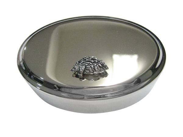 Silver Toned Porcupine Oval Trinket Jewelry Box