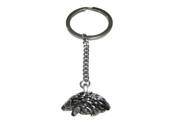 Silver Toned Porcupine Pendant Keychain