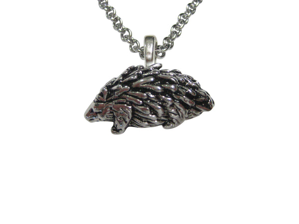 Silver Toned Porcupine Perndant Necklace