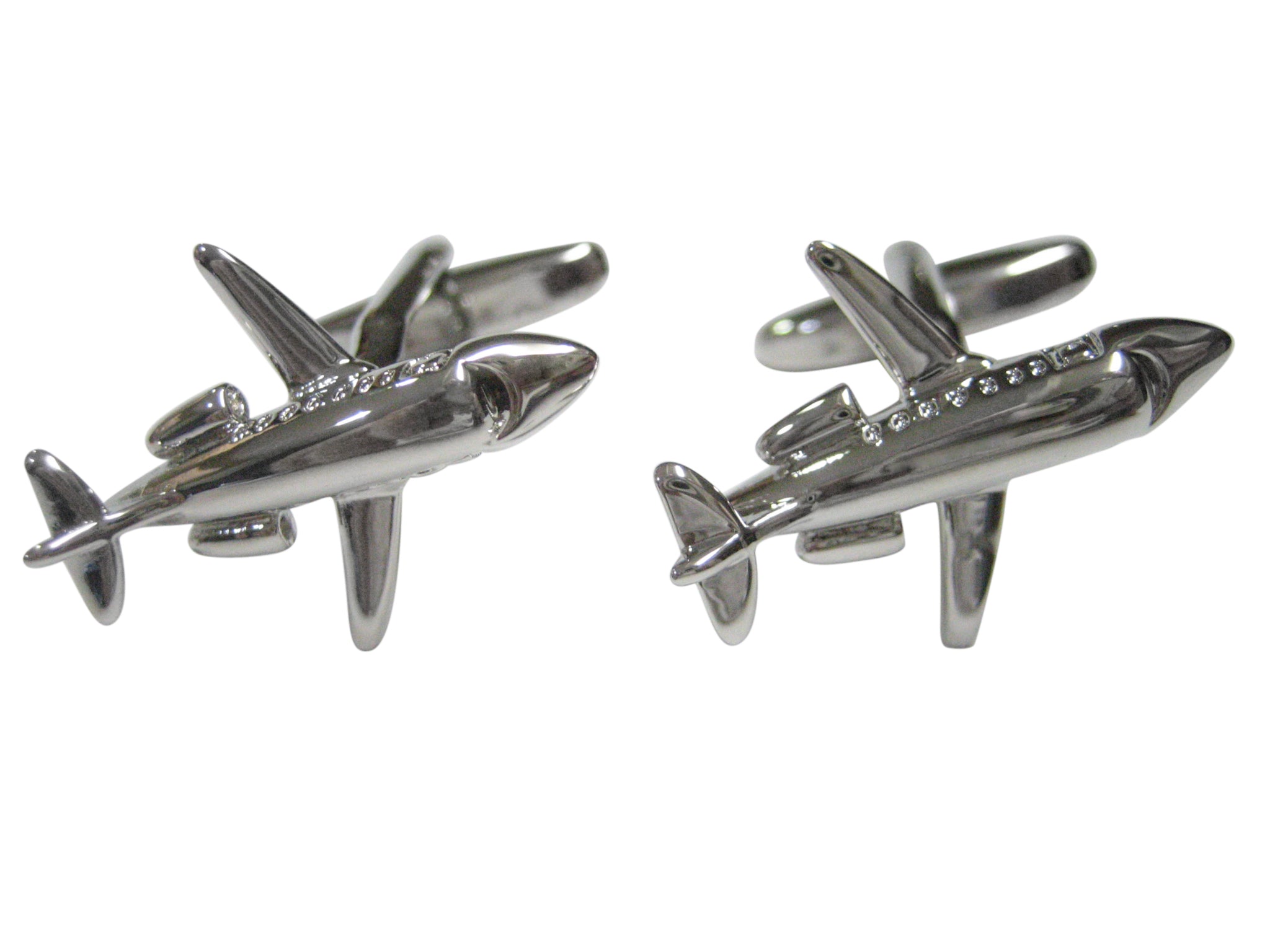 Silver Toned Private Jet Plane Cufflinks