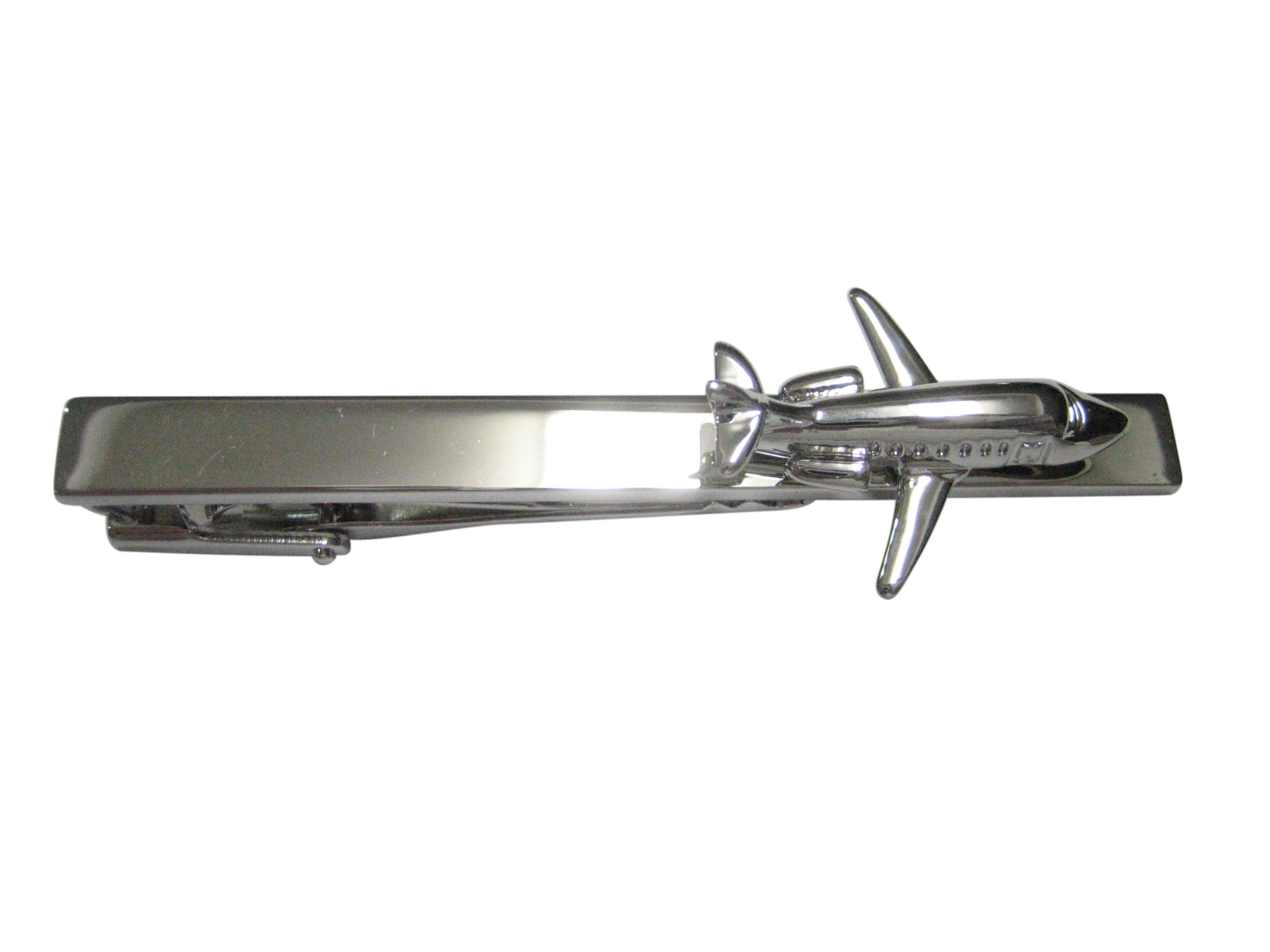 Silver Toned Private Jet Plane Tie Clip