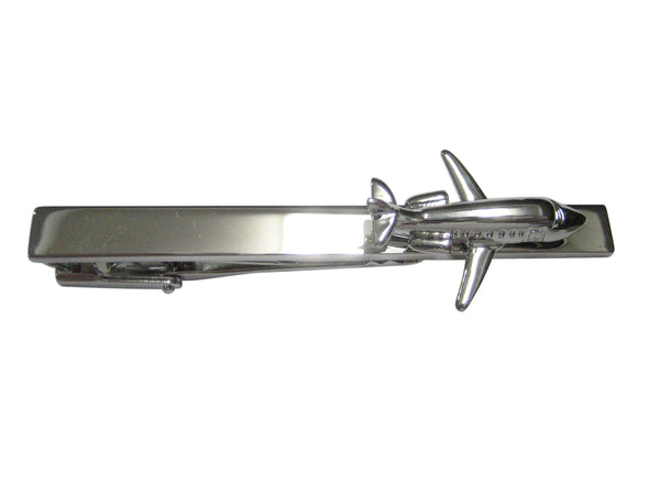 Silver Toned Private Jet Plane Tie Clip