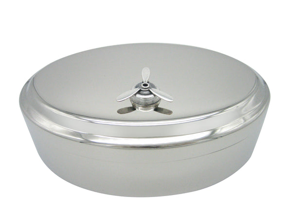 Silver Toned Propeller Pendant Oval Trinket Jewelry Box