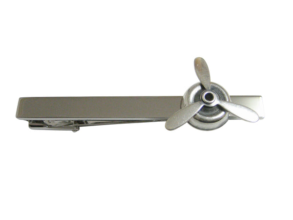 Silver Toned Propeller Square Tie Clip