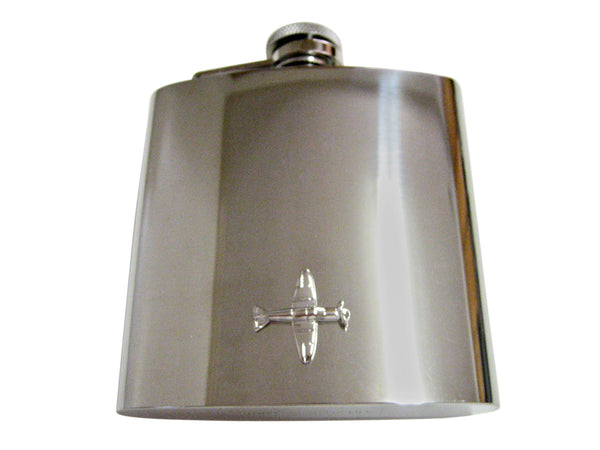 Silver Toned Propellor Plane 6 Oz. Stainless Steel Flask