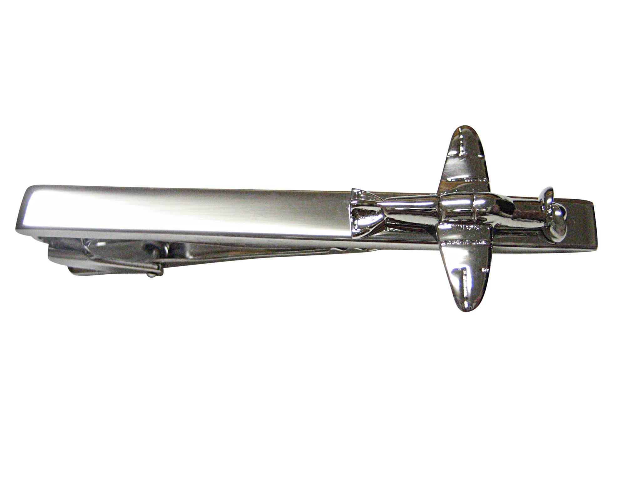 Silver Toned Propellor Plane Square Tie Clip