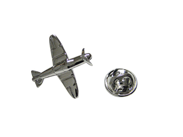 Silver Toned Propellor Plane V2 Lapel Pin