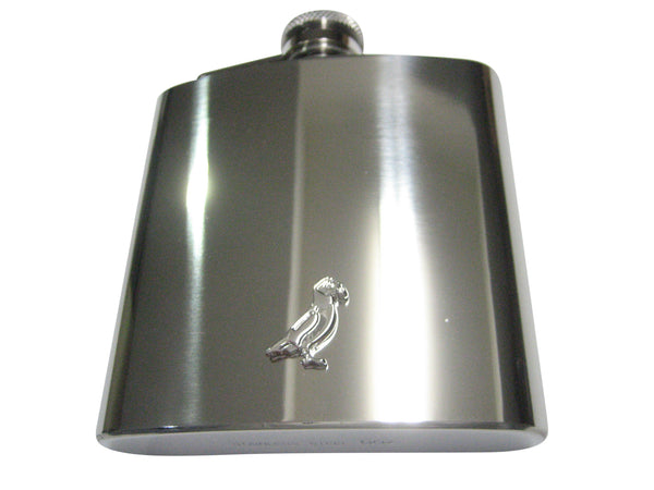Silver Toned Puffin Bird 6oz Flask