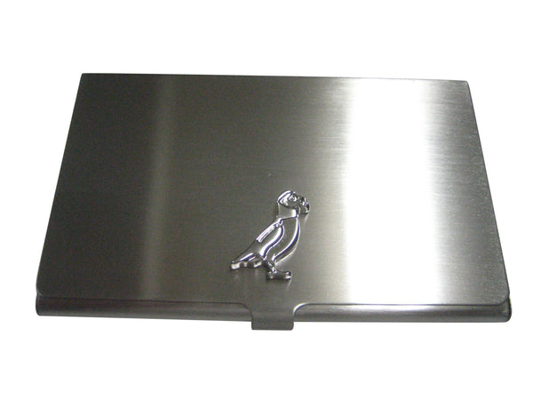 Silver Toned Puffin Bird Business Card Holder