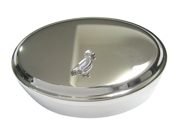 Silver Toned Puffin Bird Oval Trinket Jewelry Box