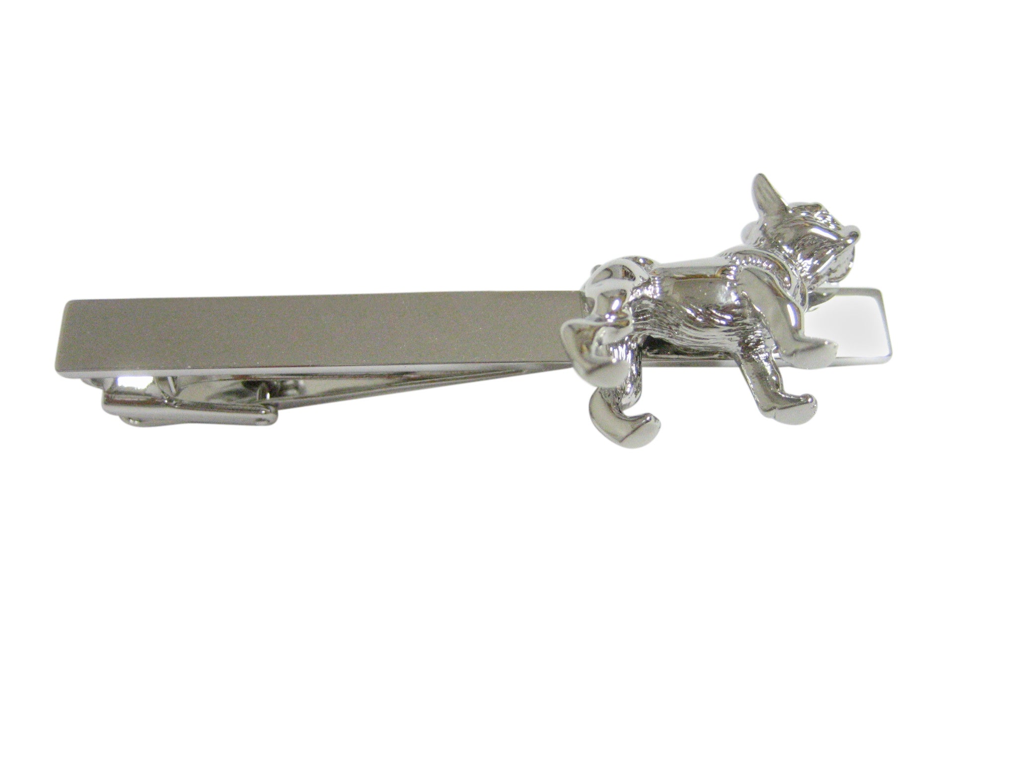 Silver Toned Pug Dog Square Tie Clip