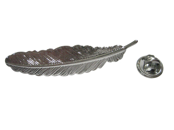 Silver Toned Quill Feather Design Lapel Pin