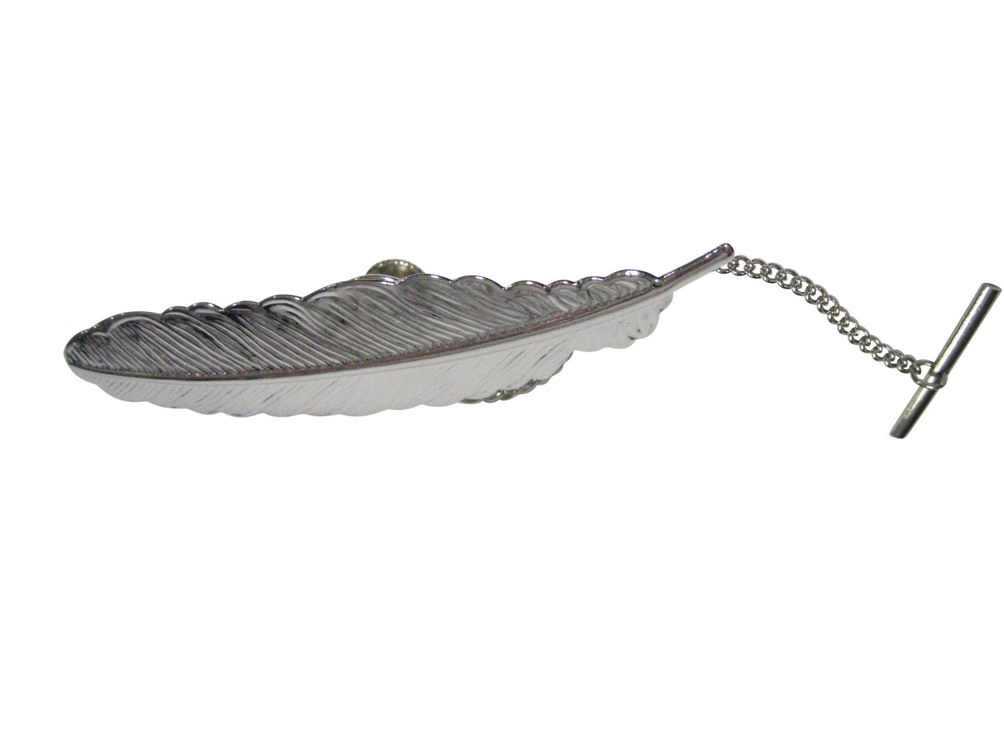 Silver Toned Quill Feather Design Tie Tack