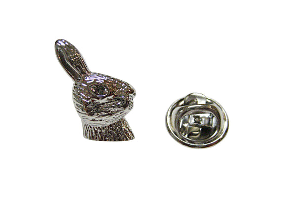 Silver Toned Rabbit Hare Head Lapel Pin