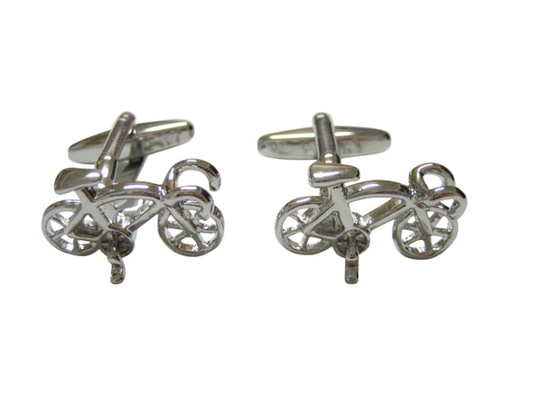 Silver Toned Racing Bicycle Cufflinks