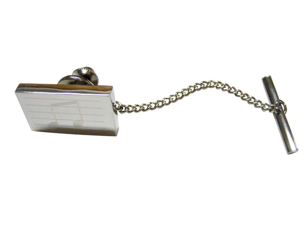 Silver Toned Rectangular Music Note Tie Tack
