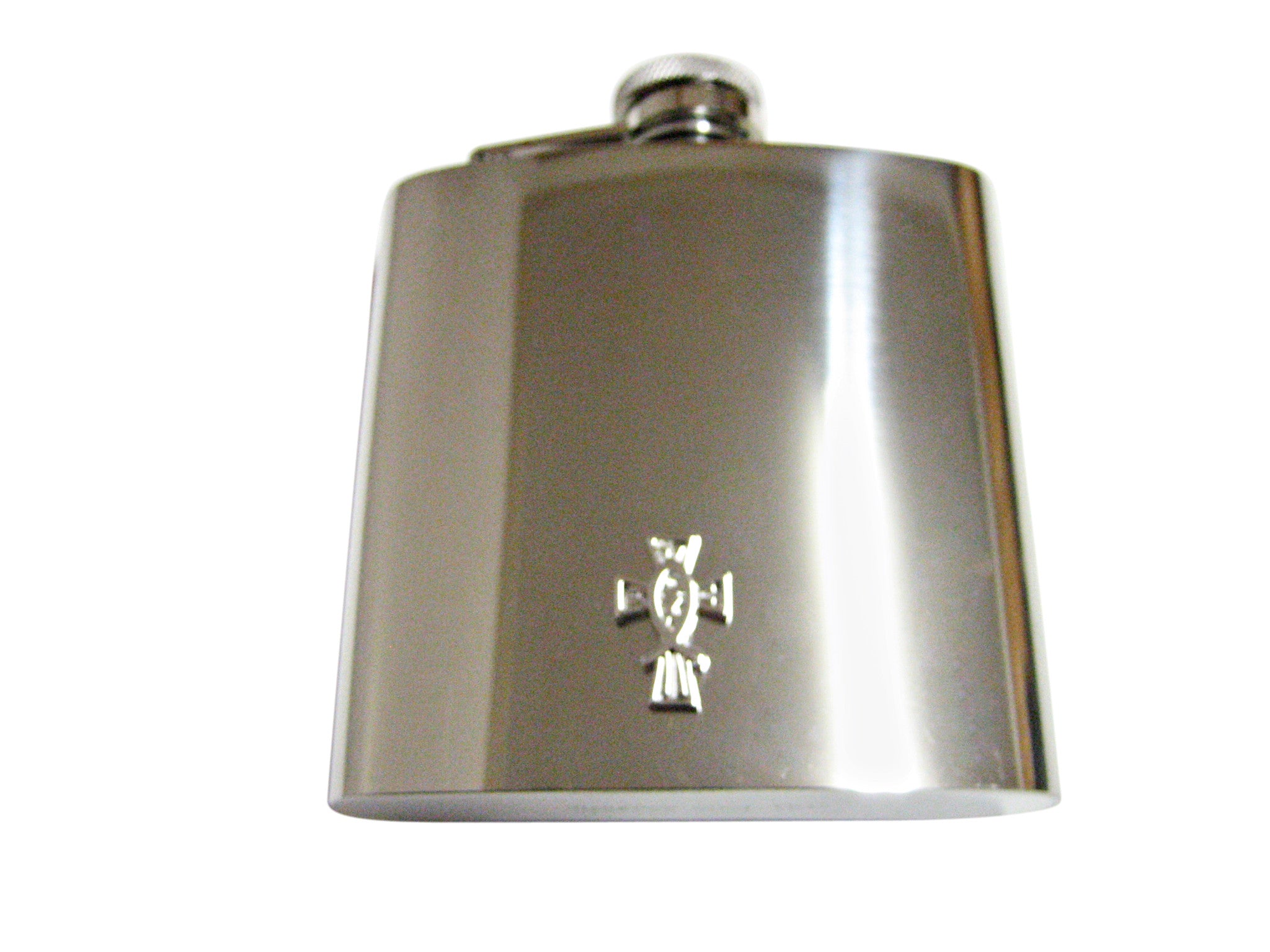 Silver Toned Religious Ichthys Fish and Cross 6 Oz. Stainless Steel Flask