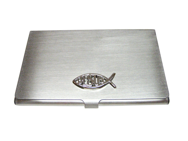 Silver Toned Religious Jesus Business Card Holder