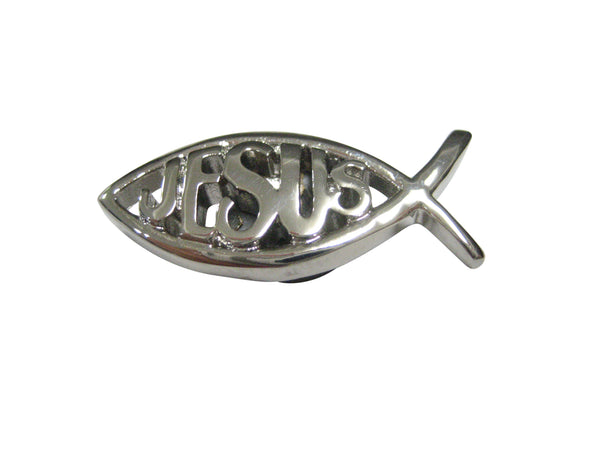 Silver Toned Religious Jesus Ichthys Fish Magnet