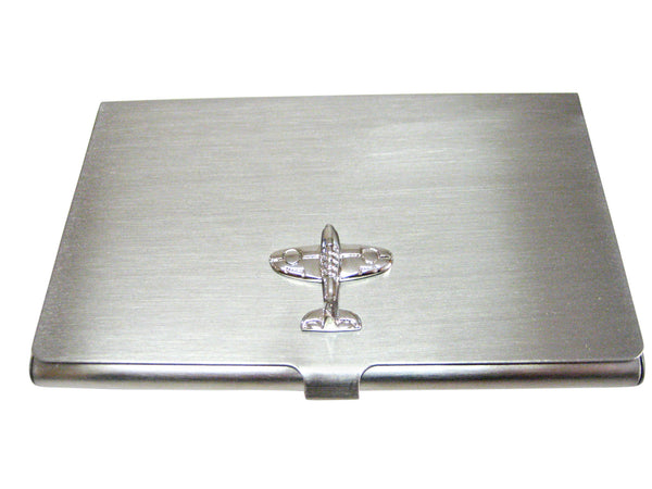 Silver Toned Retro Plane Business Card Holder