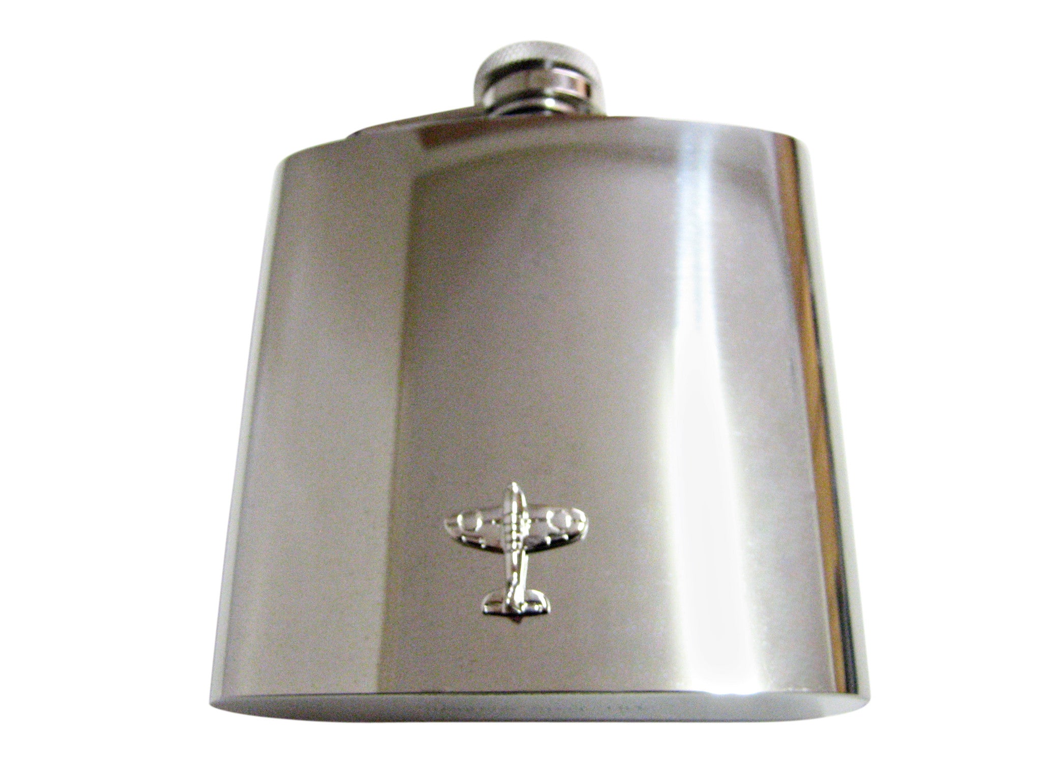 Silver Toned Retro Plane 6 Oz. Stainless Steel Flask