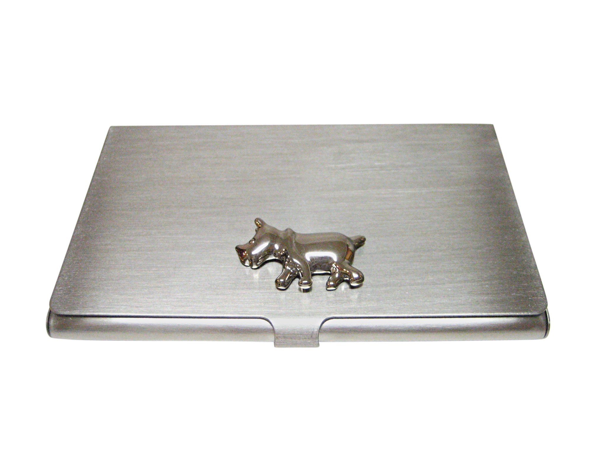 Silver Toned Rhino Business Card Holder