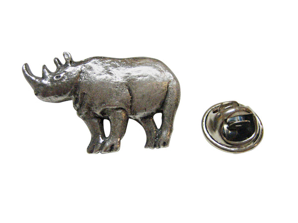 Silver Toned Rhino Lapel Pin