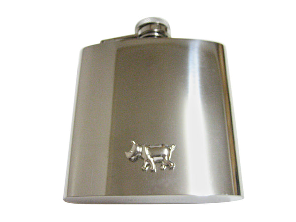 Silver Toned Rhino 6 Oz. Stainless Steel Flask